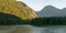 Fraser River near Hope Idyllic landscape with green forest in British Columbia Canada