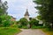 Fraternal buildings and tower inside the Spaso-Andronikov monastery in Moscow, Russia