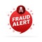 Fraud alert. Alert message. Smartphone icon. Banner vector. Cyber crime, hacker attack