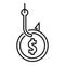 Fraud money hook icon, outline style