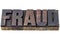 Fraud word in wood type