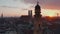 Frauenkirche Cathedral in Classic Munich old town with Christmas Shopping Street looking in Winter over Cityscape