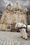 Frauenkirche in Dresden with horses in front