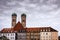 Frauenkirche tower and in Munich roof, Germany