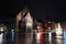 Frauenkirche view at night after rain in Nuremberg