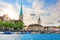 Fraum nster abbey and St. Peter's church, the two most popular places of visit in Zurich, Switzerland