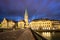 Fraumuenster church at night, Zurich