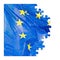 Frayed European flag - concept image in jigsaw puzzle shape