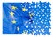 Frayed European flag - concept image in jigsaw puzzle shape