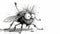 Frazzled Fly: Whimsical Ink Cartoon