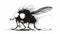 Frazzled Fly: Whimsical Ink Cartoon