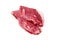 Freah Raw cap rump beef meat steak in a plate with thyme, top sirloin steak. Isolated, white background.