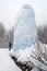 Freaks of nature. Huge icicle formed around a source of artesian