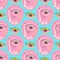 Freaky Abstract sad face seamless pattern. Valentine's Day Funky Bizarre face background .