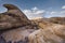 freaky landscape. cliffs of light limestone in the desert mountains near the city of Wadi Musa in the Petra