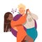 Freckled Man and Woman Couple Listening to Music and Waltzing or Moving with Dancing Motion Vector Illustration