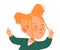 Freckled Redhead Girl Gesturing with Her Hands Vector Illustration