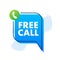 Free call. Information technology. Telephone icon. Customer service. Vector stock illustration.