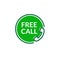 Free call vector icon. Free phone call care sign contact toll free customer telephone help