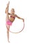 Free callisthenics. Nice gymnast posing with hoop