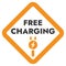 Free charging - black and yellow vector information sign. Simple sticker for shops and public places - Free Charging