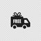 Free delivery. Black icons isolated. Shipping car. Vector