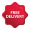 Free Delivery misty rose red starburst sticker button