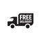 Free delivery shipping - black icon vector design. Transport truck sign.