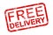 Free delivery stamp, square grunge free shipping service icon â€“ 