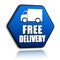 Free delivery and truck sign in blue button