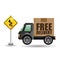 Free delivery truck traffic road sign