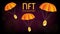 Free distribution of collectible NFT non fungible token with golden coins on orange parachutes on dark red background. NFT airdrop