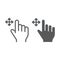 Free drag line and glyph icon, gesture and hand, swipe sign, vector graphics, a linear pattern on a white background.