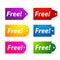 Free empty Sale discount specials banner price tag, sticker half off, save percent coupon icon multi color.