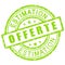 Free estimate in french. Green grunge stamp icon.