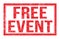 FREE EVENT, words on red rectangle stamp sign