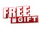 Free gift with present box symbol in red white banner - letters