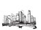 Free hand drawing sketch vector panoramic singapore city