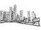 Free hand drawing sketch vector panoramic singapore city