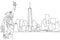 Free hand sketch of New York City skyline. Vector Scribble