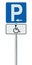 Free Handicap Disabled Parking Lot Road Sign, Isolated Handicapped Blue Badge Holders Only, White Traffic P Notice Left Hand Arrow