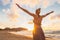 Free Happy Woman Enjoying Sunset on Sandy Beach