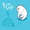 Free hugs. Vector illustration of a kawaii funny penguin and a polar bear hugging