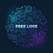 Free Love vector round colorful outline illustration