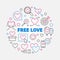 Free Love vector round illustration in thin line style