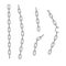 Free metal chain with whole or break steel chrome links. Collection of seamless metal chains colored silver. Vector