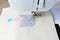 Free motion embroidery process: cute cat in party hat applique