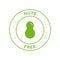 Free Nut Green Circle Stamp. Avoid Food Allergy on Peanut Icon. 100 Percent No Contain Peanut Label. Free Nuts Product