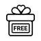 Free offer, gift icon. Black vector graphics