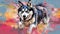 Free Olympic Sabre Shui Husky Puppy Jump Painting